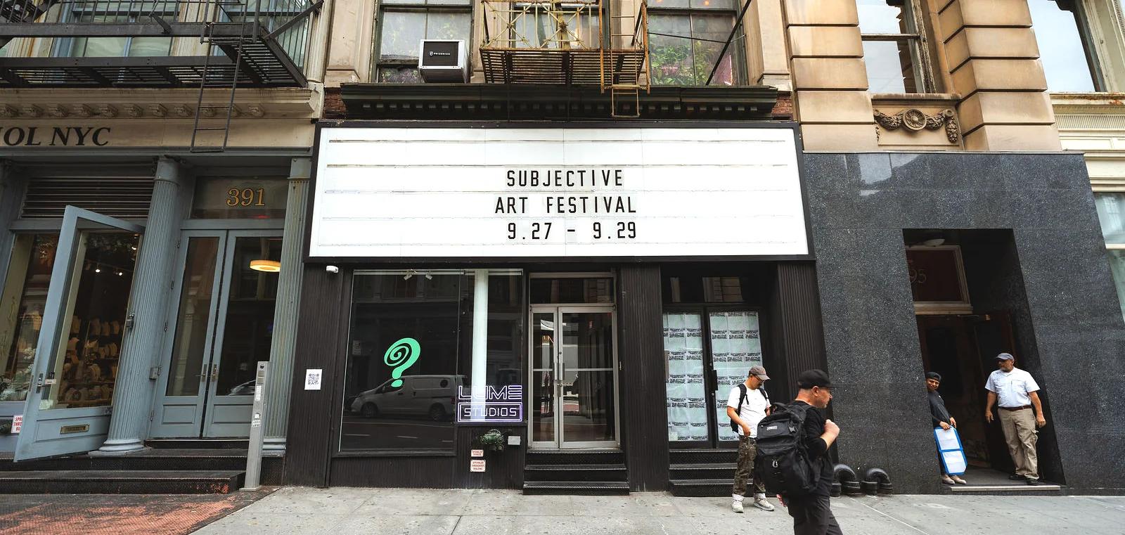 Marquee and storefront at street level